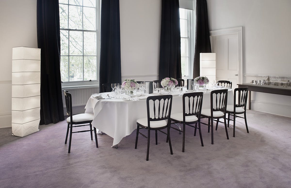 Directors' Boardroom at IWM London, elegant dining setup for corporate events and private dinners.